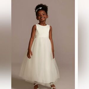 David's Bridal White Formal Flower Girl Kids Dress